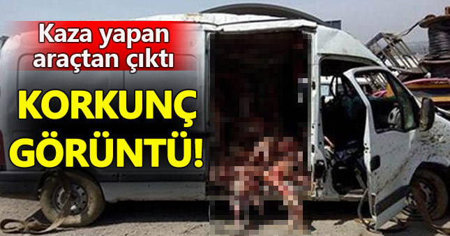 Kaza yapan minibüsten kaçak et çıktı