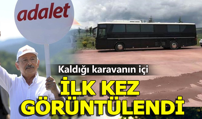 Kılıçdaroğlu'nun 'Adalet' yürüyüşünde kaldığı karavan görüntülendi