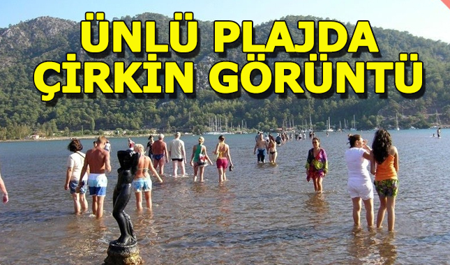 Marmaris Kızkumu plajında mide bulandıran görüntüler
