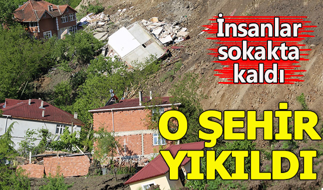 Ordu'da 15 ev heyelanda yıkıldı