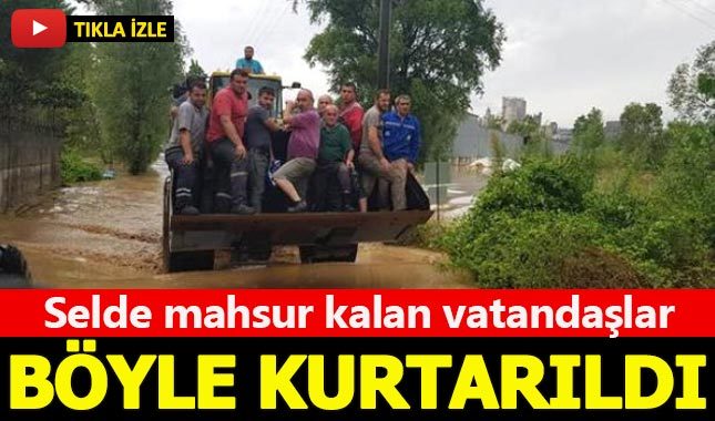 Ordu'da selde mahsur kalan vatandaşlar kurtarılma anı kamerada