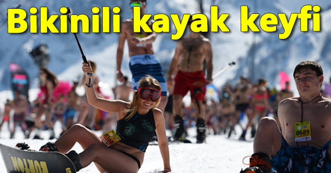 Ruslar, bikinileriyle kayak yaptı