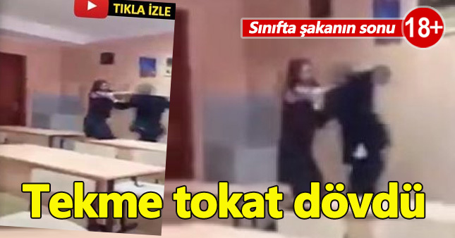 Şaka yapan kız öğrenciyi tekme tokat dövdü!