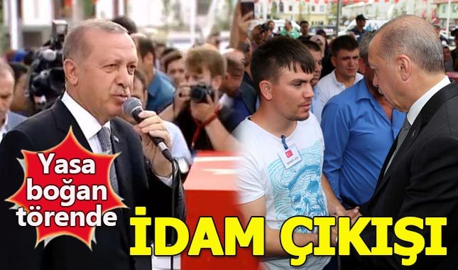 Şehit anne ve bebeğinin cenaze törenine katılan Erdoğan'dan idam mesajı