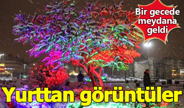 Sivas'ta etkili olan kar yağışı ortaya nefes kesici manzaralar çıkardı