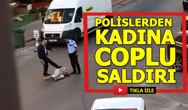 Sokak ortasında polisten kadına şiddet