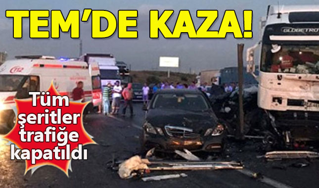 TEM Kurtköy kavşağında kaza meydana geldi - TEM'de trafik felç oldu