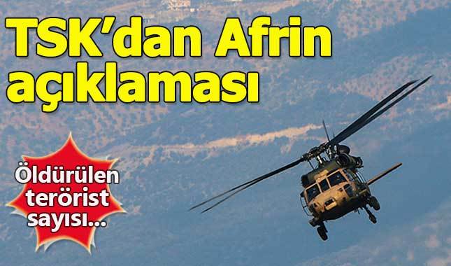 TSK'dan Afrin açıklaması: 811 terörist öldürüldü