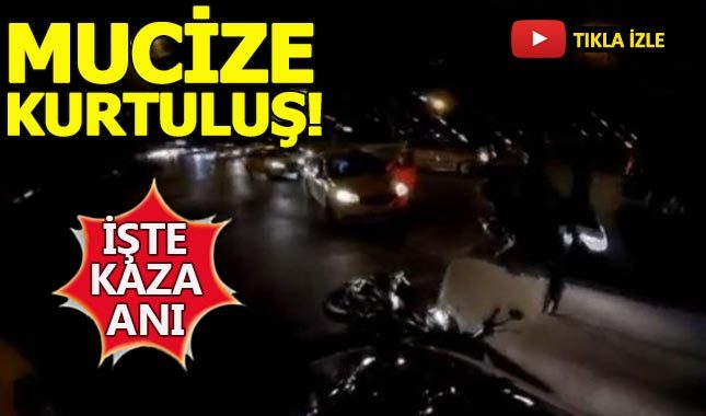 Taksinin motosiklete çarpma anı kameralarda