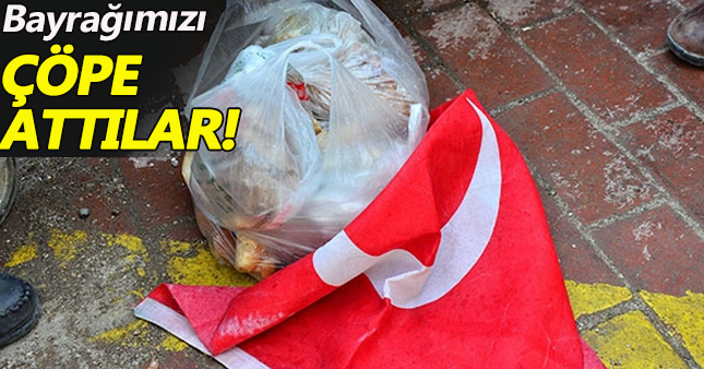 Türk bayraklarını çöpe attılar!