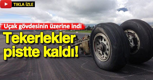 Uçak gövdesinin üstüne indi