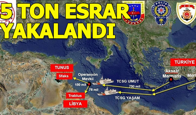 Uluslararası sularda 5 ton esrar yakalandı