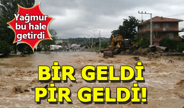 Yoğun yağmur dere yatağını taşırınca ulaşım kapandı