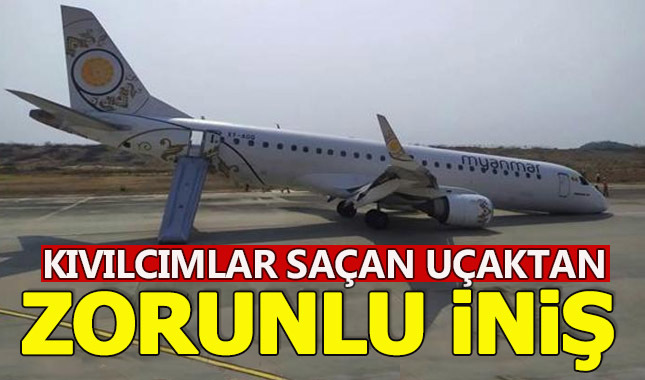 Yolcu uçağı kıvılcımlar saçarak indi
