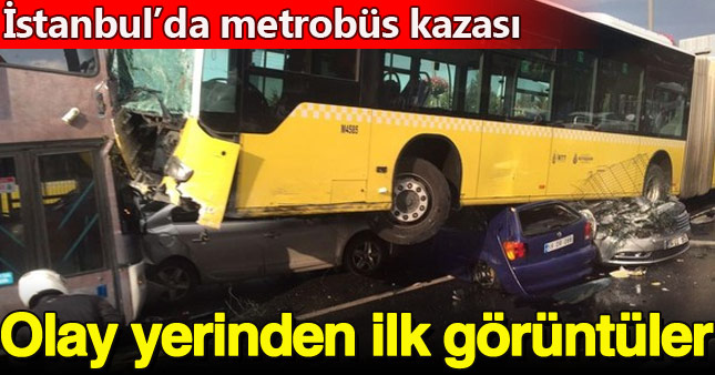 Yoldan çıkan metrobüs otomobilleri altına aldı