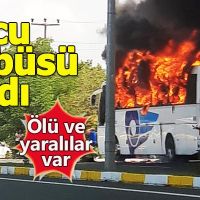 Balıkesir'de yolcu otobüsü yandı