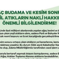 Kartal Belediyesi'nden Ağaç Budama ve Kesim Sonrası Yeşil Atıklarla İlgili Önemli Uyarı