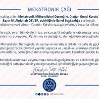Mekatronik Mühendisleri Derneği'nden yapılan yazılı basın duyurusu