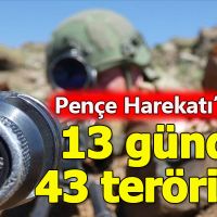 Pençe Harekatı'nın 13. gününde 43 terörist etkisiz halde