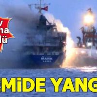 Pendik açıklarında kuru yük gemisinde yangın çıktı