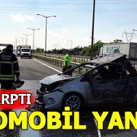 Tekirdağ'da trafik kazası! Otomobil yandı!