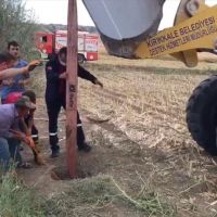 Kırıkkale'de rögara düşen büyükbaş hayvanı itfaiye ekipleri kurtardı