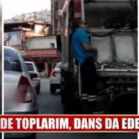 İzmir'de müzik dinleyerek coşan temizlik görevlisi