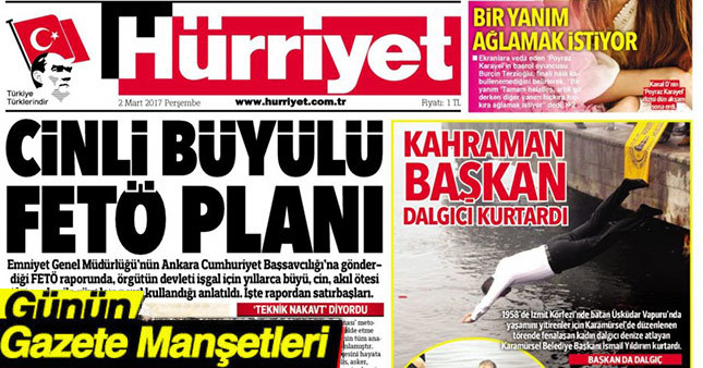 02 Mart 2017 Gazete Manşetleri