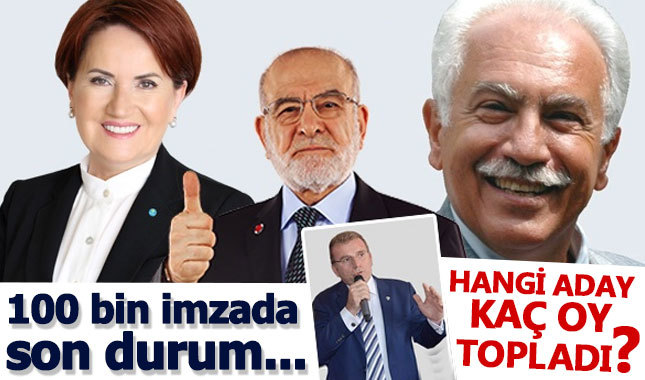 100 bin imzada son durum - Adaylar şu ana kadar kaç imza topladı - (Meral Akşener Temel Karamollaoğlu Doğu Perinçek)