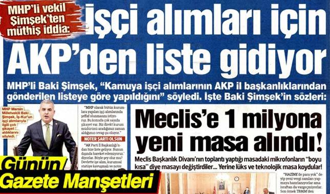 13 Ekim 2017 Gazete Manşetleri