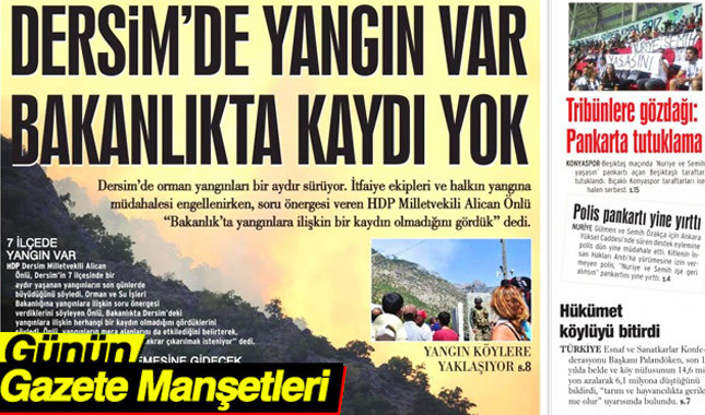 14 Ağustos 2017 Gazete Manşetleri