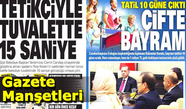 16 Ağustos gazete manşetleri 2017