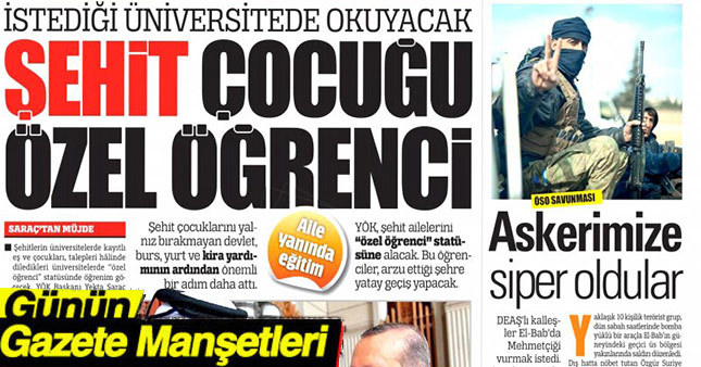 16 şubat gazete manşetleri