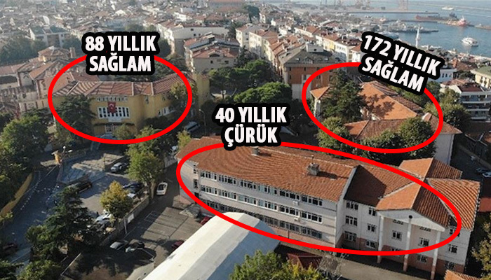 172 ve 88 yıllık okullar sağlam 40 yıllık okul çürük!