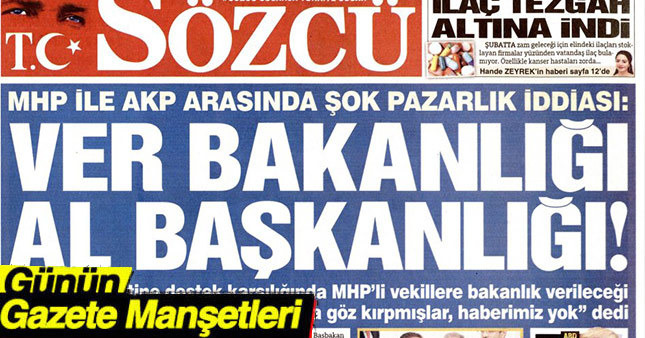20 Ocak 2017 Gazete Manşetleri