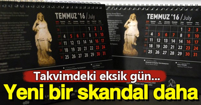 2016 takvimine "15 Temmuz" eklenmemiş