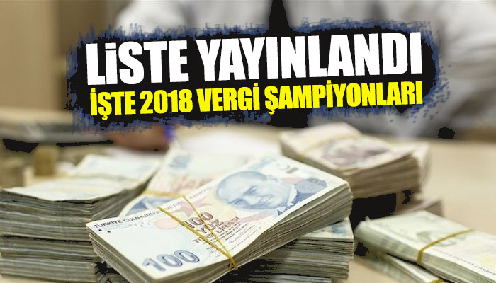 2018 yılı vergi rekortmenleri listesi açıklandı