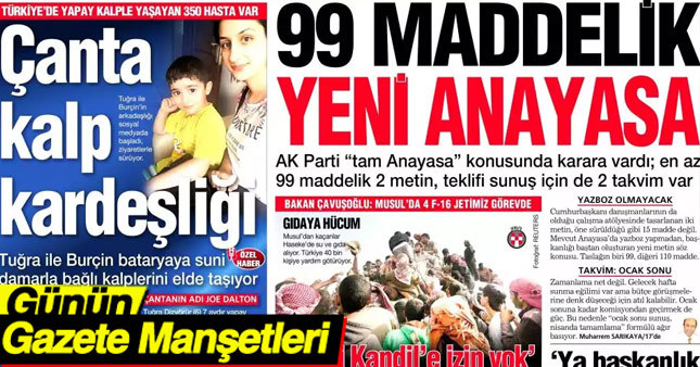 25 Ekim 2016 Gazete Manşetleri