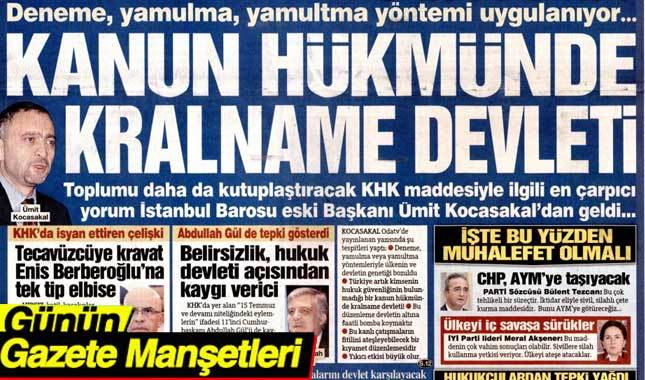 26 Aralık 2017 Gazete Manşetleri