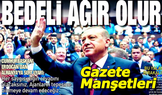 26 Temmuz çarşamba gazete manşetleri
