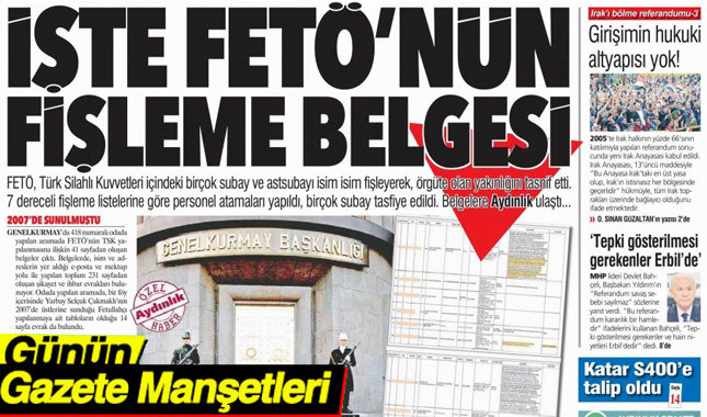 27 Ağustos 2017 Gazete Manşetleri
