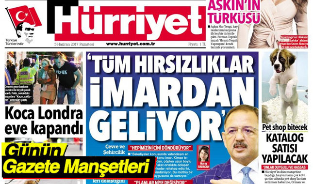 5 Haziran 2017 Gazete Manşetleri