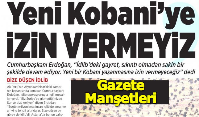 9 Ekim pazartesi gazete manşetleri