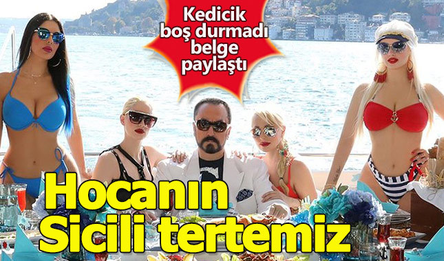 Adnan Oktar'ın Adli Sicil Belgesini gözde kediciği paylaştı