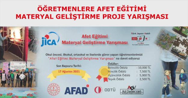 “Afet Eğitim Materyali Geliştirme Yarışması” ödül töreni 12 Kasım'da