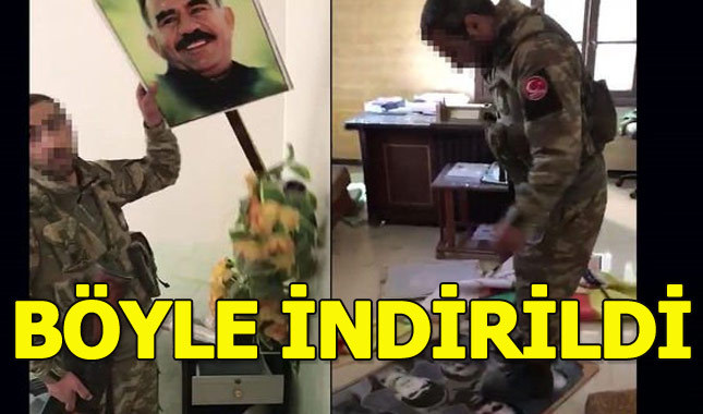 Afrin'deki Öcanalan posterlerini indirdi