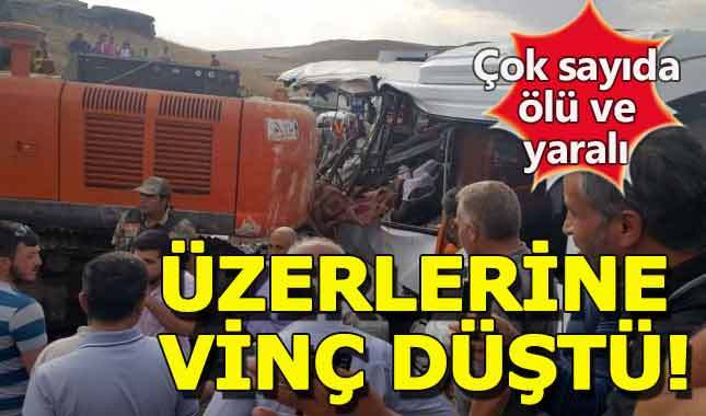 Ağrı'da vinç faciası! Midibüsün üzerine düştü:5 ölü, 5 yaralı