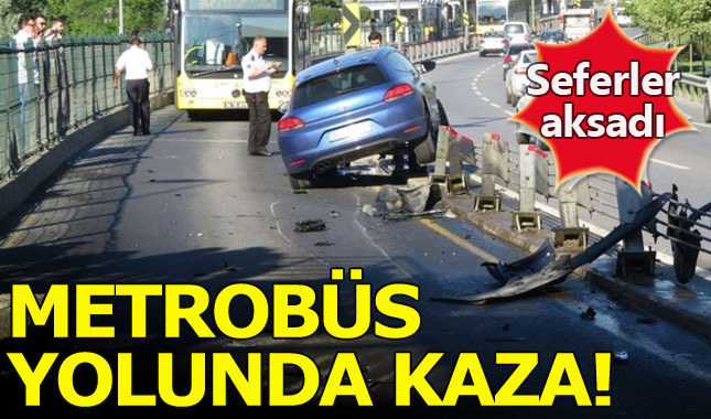 Alkollü sürücü metrobüs yoluna daldı