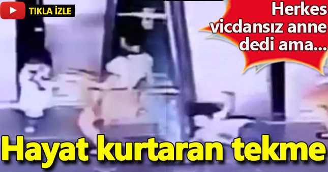 Anneden kızının hayatını kurtaran tekme