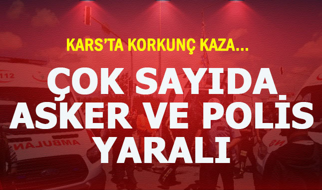 Askerleri taşıyan araç ile polis aracı çarpıştı: 18 yaralı - Kars Haberleri